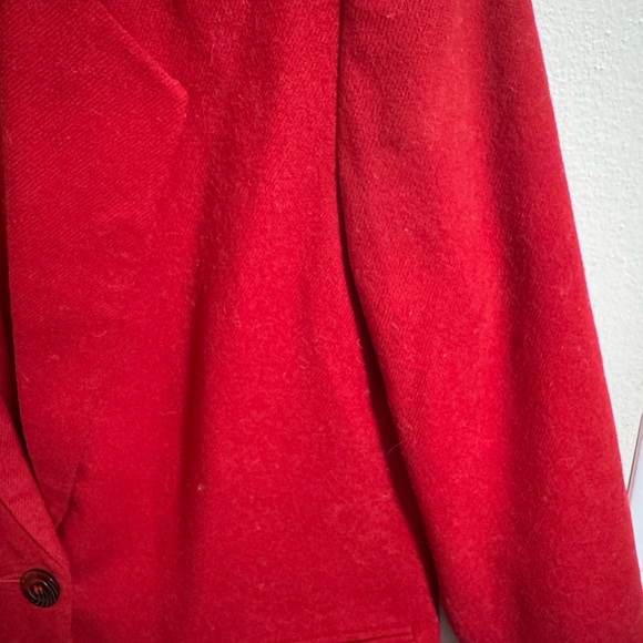Sag Harbor Petite Red Wool Blazer Velvet Collar Shoulder Pads Size 10P - Picture 7 of 9